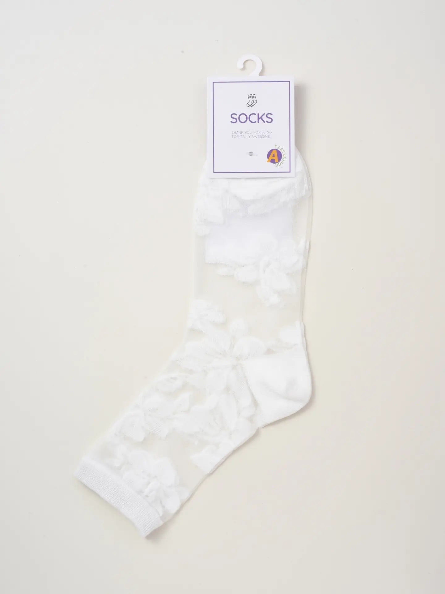 Rufia - Delicate Floral Tulle Crew Sheer Socks