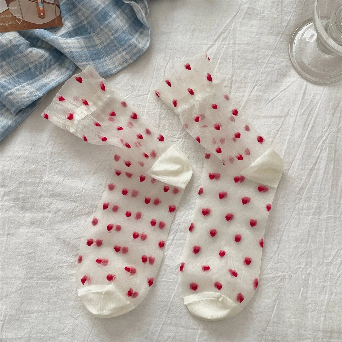 Rufia - Cute Heart Pattern Summer Mid-Calf Socks