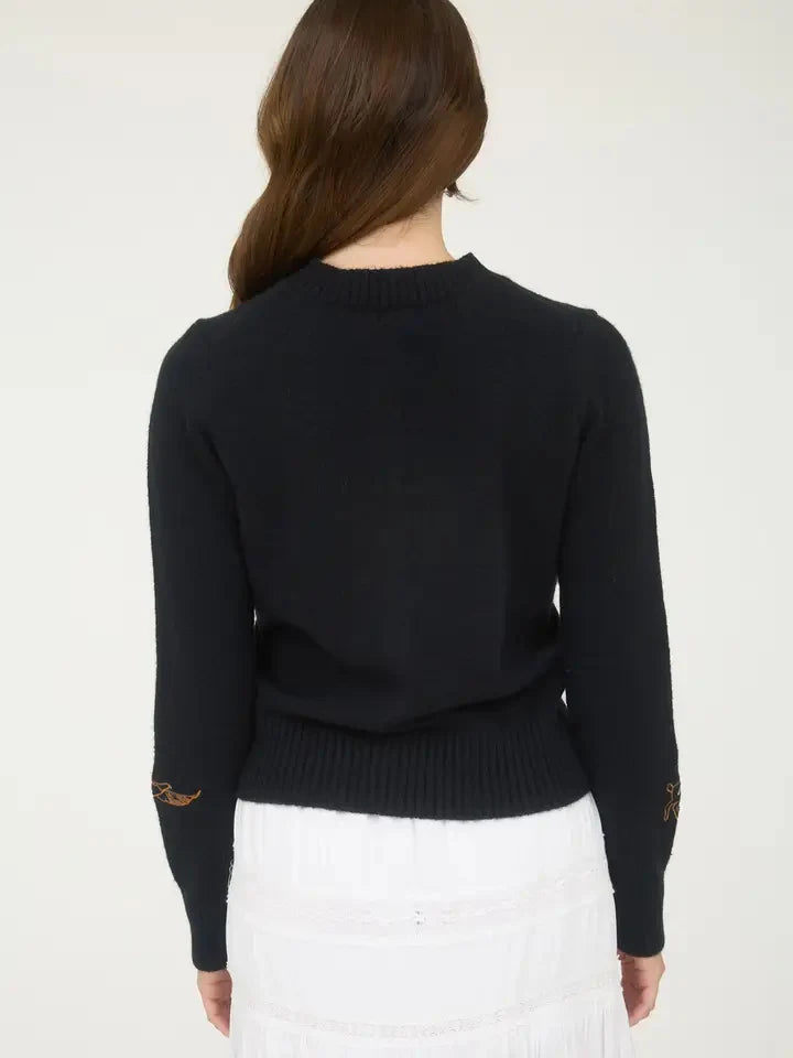 Animal Embroidery Detail Button Down Knit Cardigan