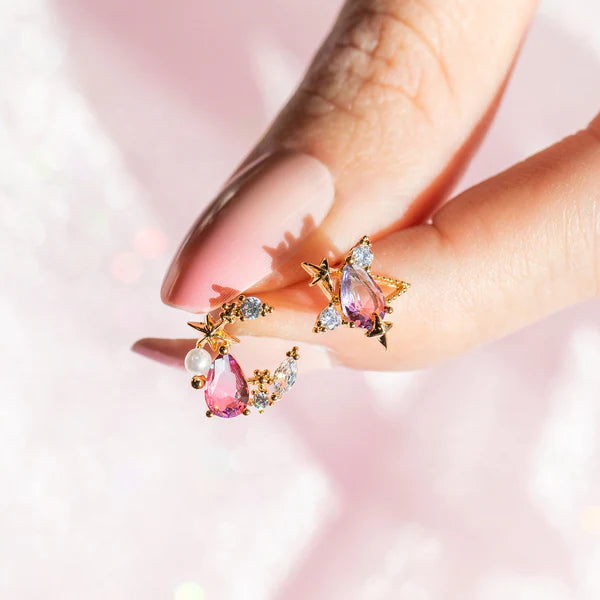 Aurora Moon & Star Studs - Gold