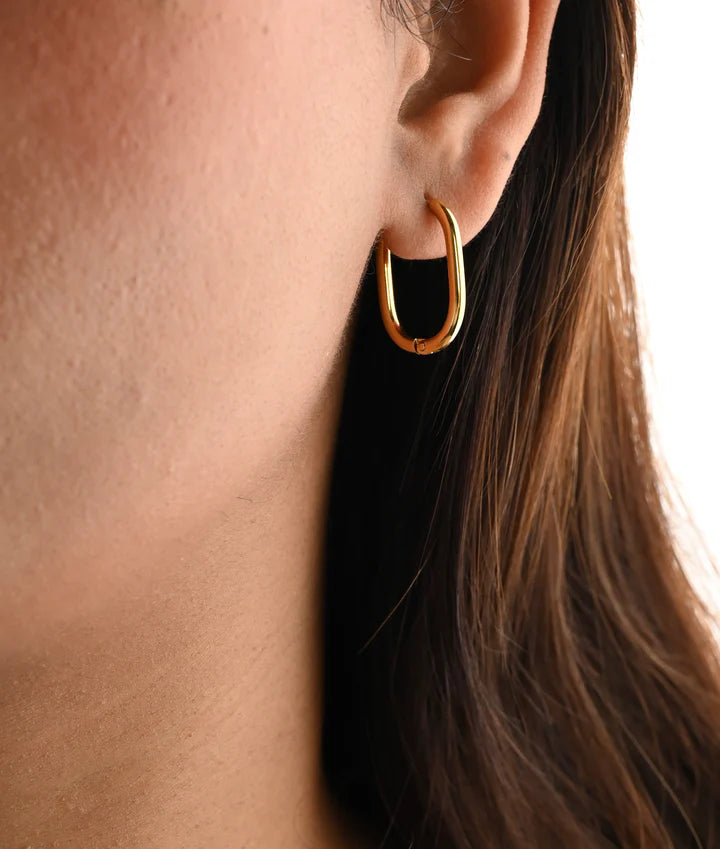 18K Gold-Filled Oval Link Hoop Earrings
