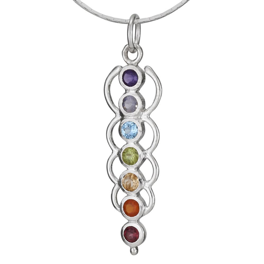 Ringed Chakra Sterling Silver Multi-stone Pendant