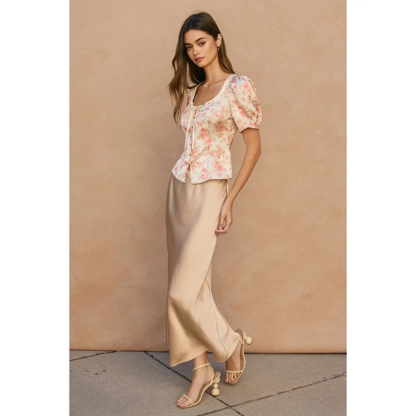 Wildflower Waltz Balloon Short Sleeves Blouse