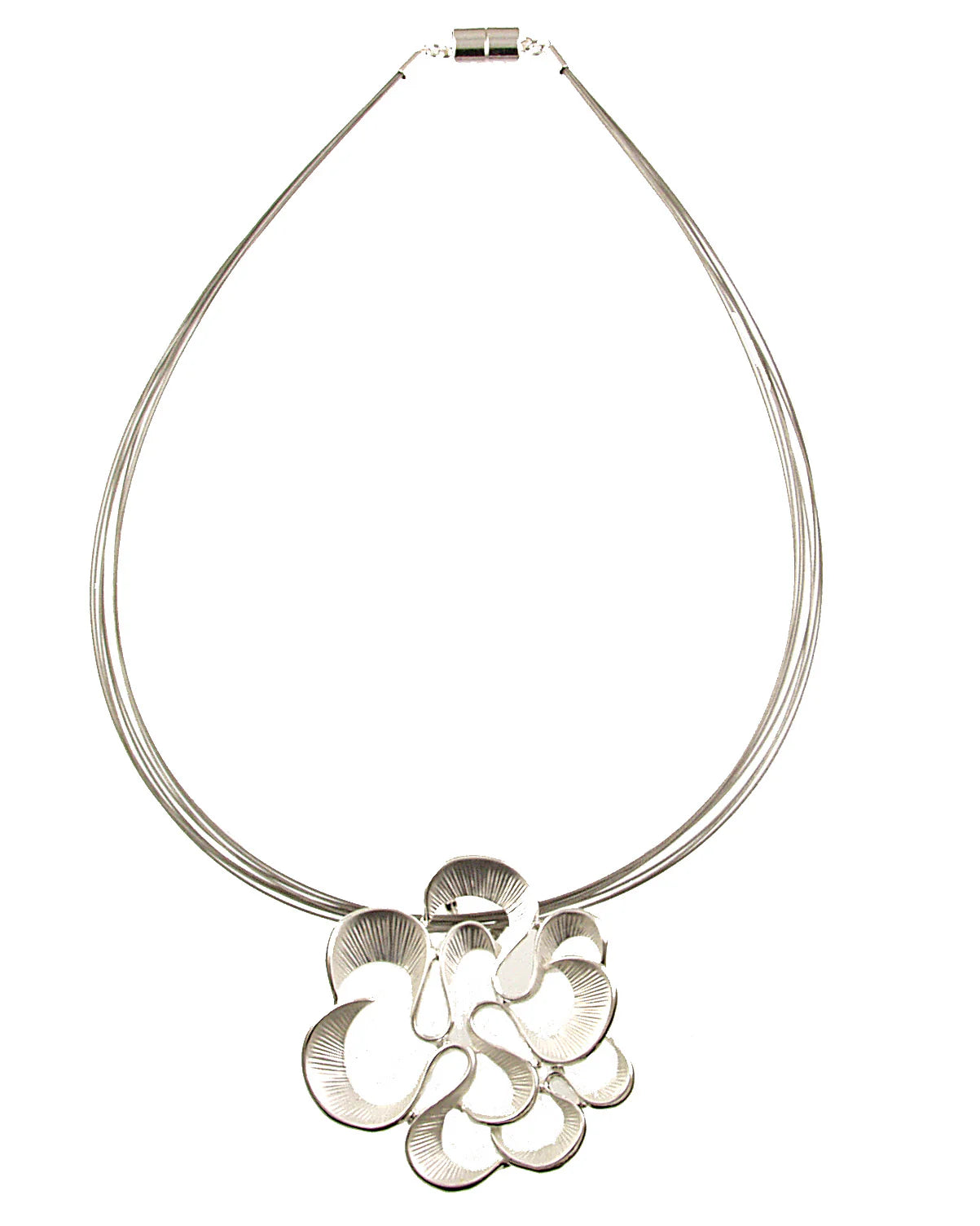 S. Silver/Blue Flower Pendant Necklace 339