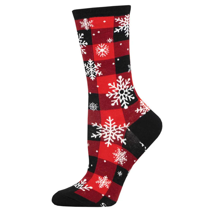 Snowflake Plaidern Cotton Crew Socks