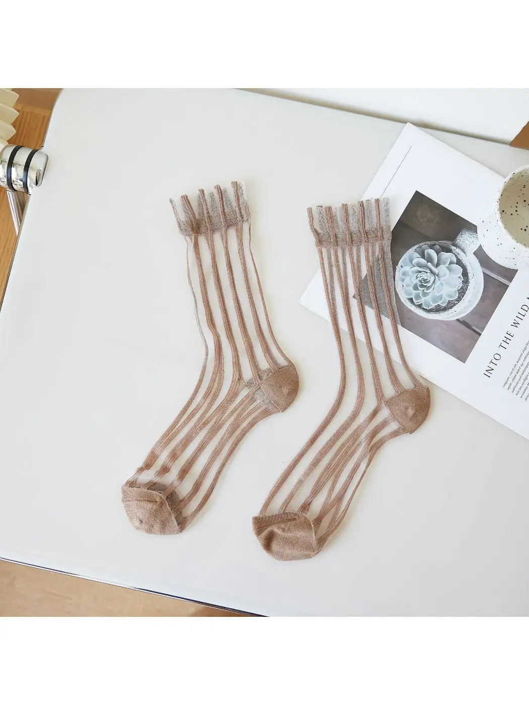 Rufia - Sheer Stripe Panel Crew Socks