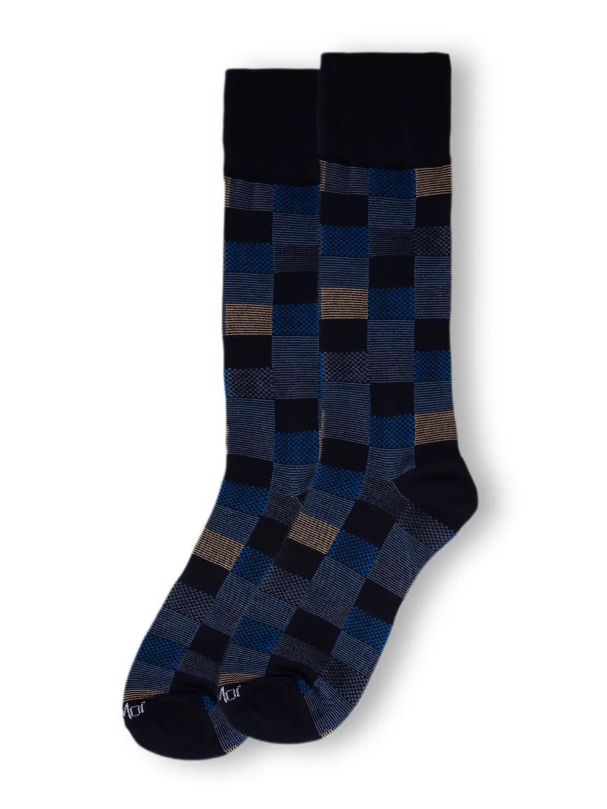 Checkerboard Plaid Men's Bamboo Dress Crew Socks