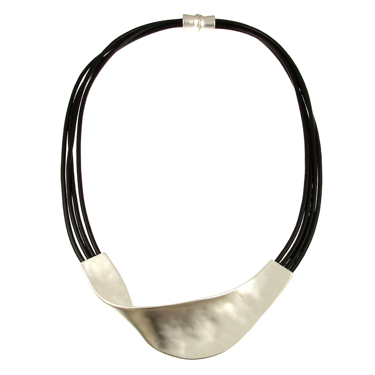 N-matt Silver/black Twist Magnetic Closure Necklace 5189