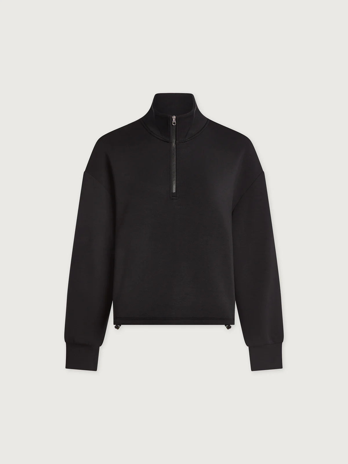Sian Cropped Half-Zip Sweat - Black