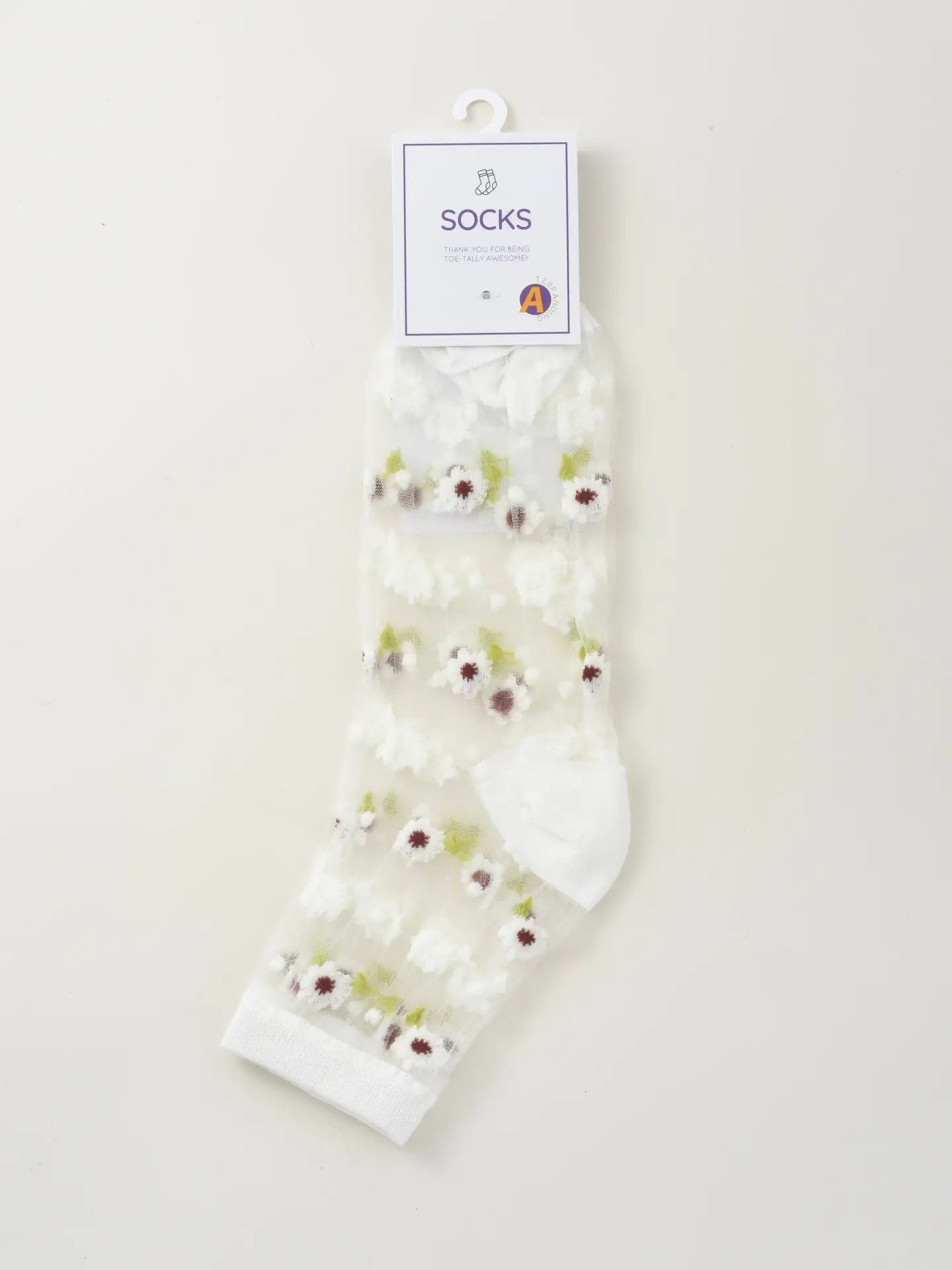 Rufia Soft Floral Mesh Sheer Crew Socks