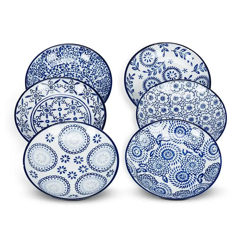 Blu/Wht Rd Shallow Dish-Asst-4" SOLD SEPARATELY AS SINGLE