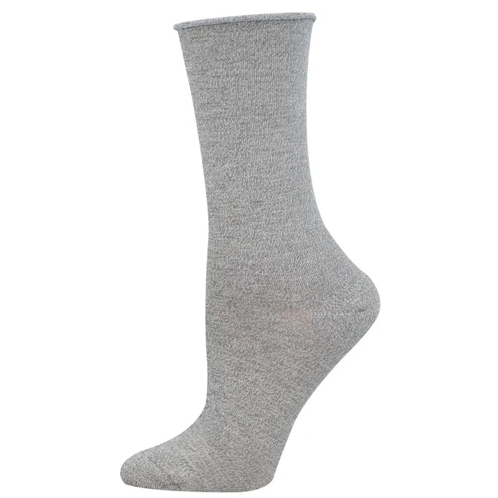 Bamboo Solid Color Roll Top Women's Socks