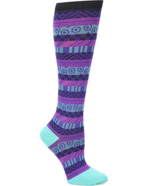 Compression Socks - Fun Stripes Black/Purple