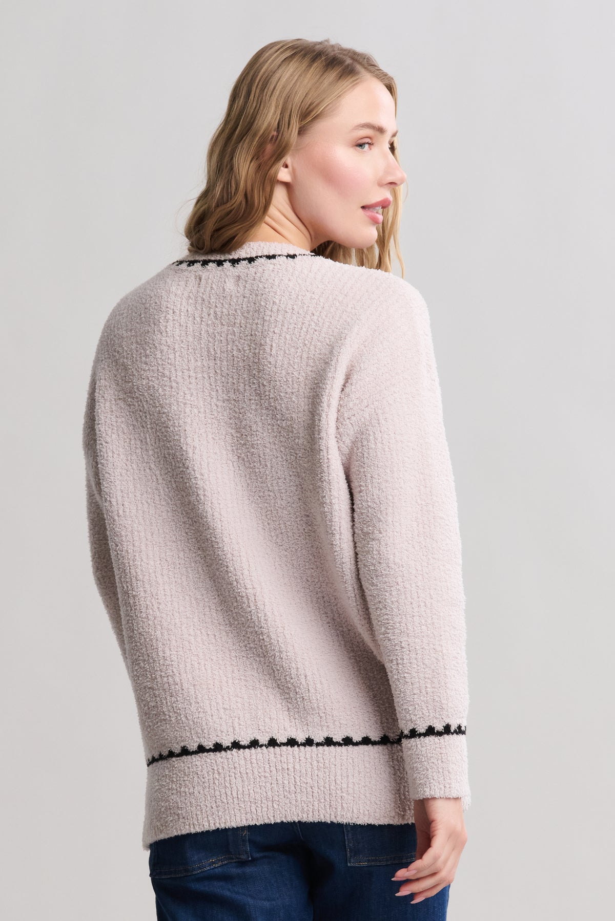 CozyChic® Ribbed Sweater with Blanket Stitch