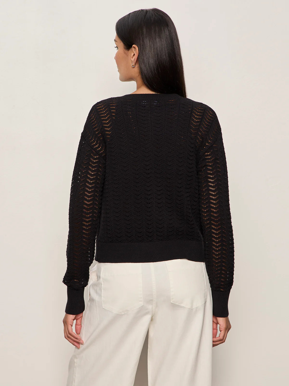 For Keeps Pointelle Cardigan Black