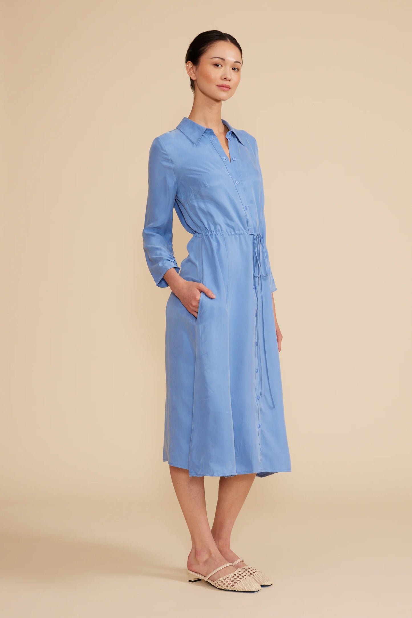 Audrey Button Down Dress - Periwinkle