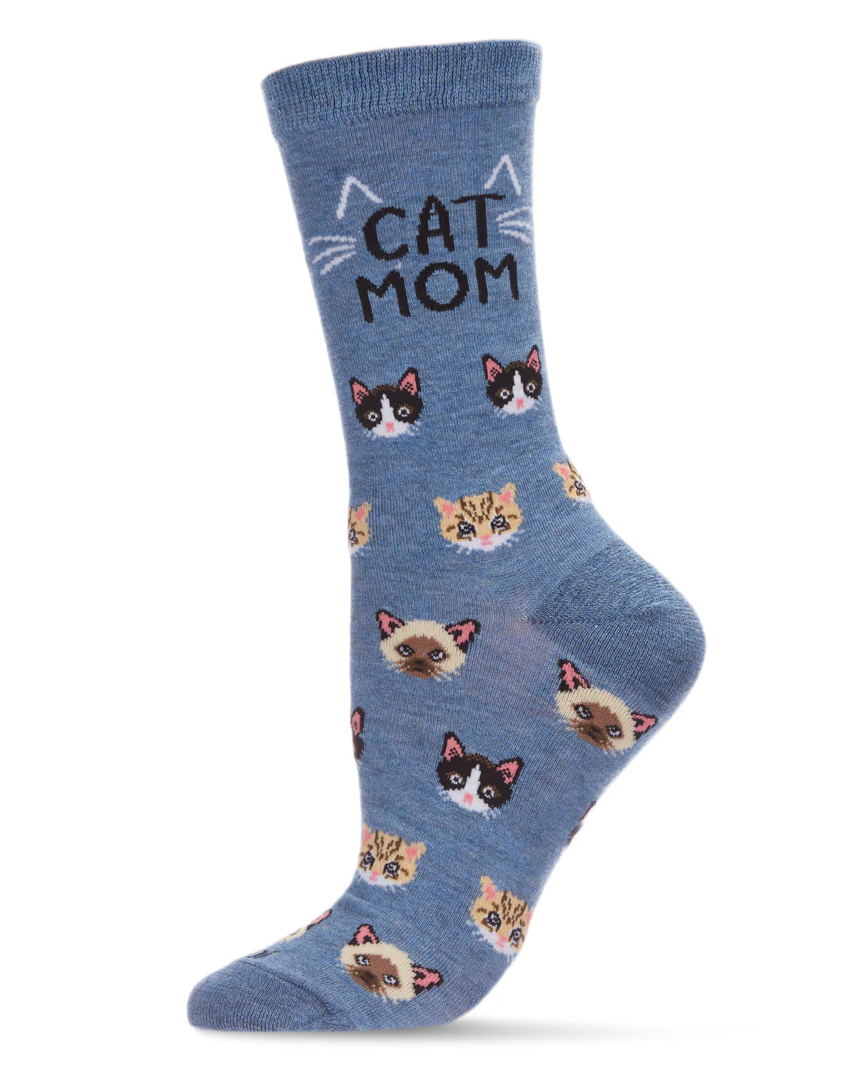 Women's Cat Mom Bamboo Blend Crew Socks