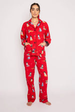 Load image into Gallery viewer, Flannel Pajama Sets - Cat Lover Red
