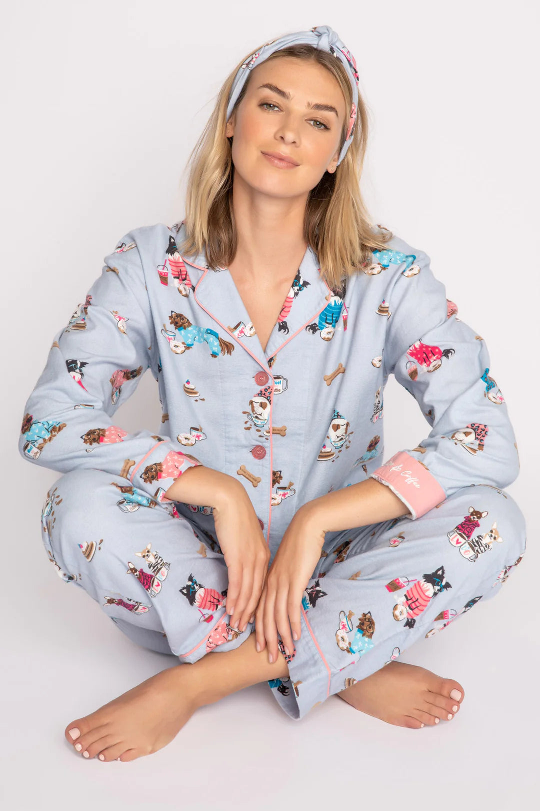 Flannel Pajama Set - Sky Blue