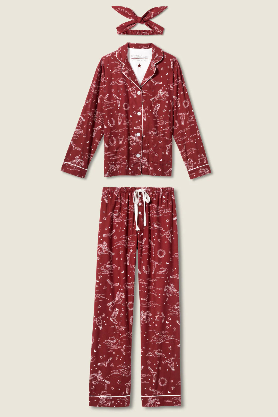 Hold Your Horses Western Print 3-Piece Flannel PJ Set