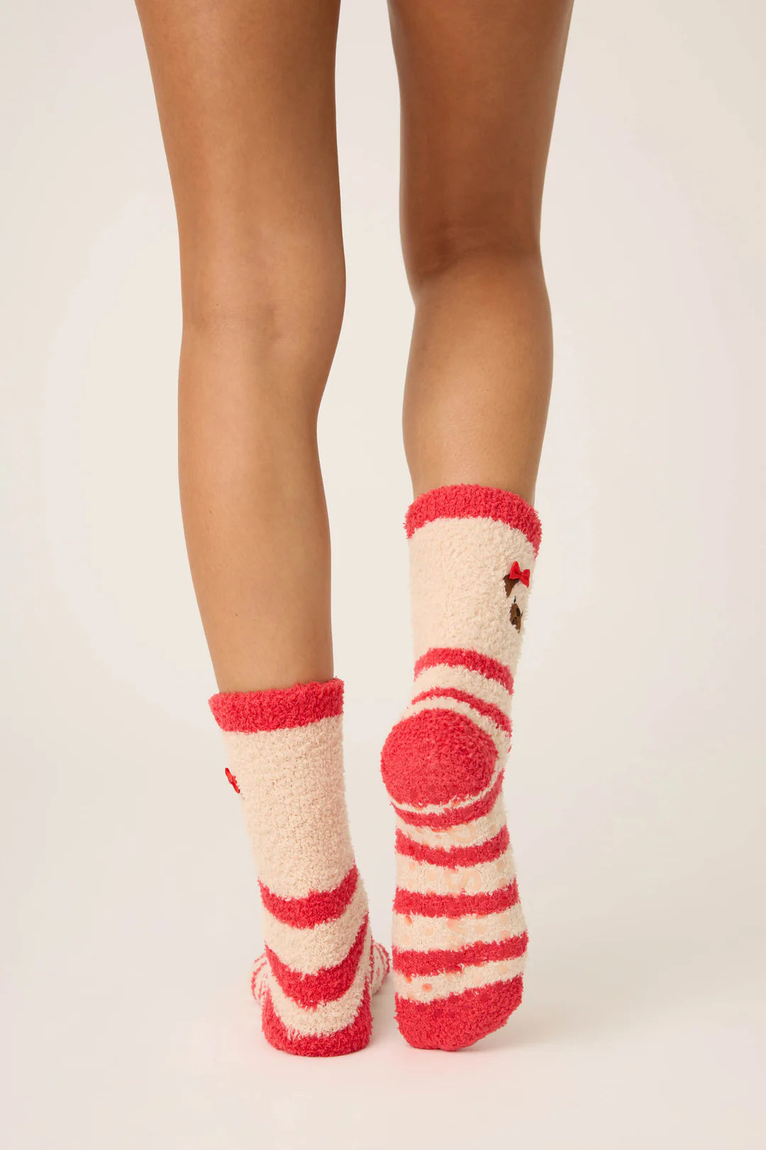 Striped Dog Fuzzy Crew Socks