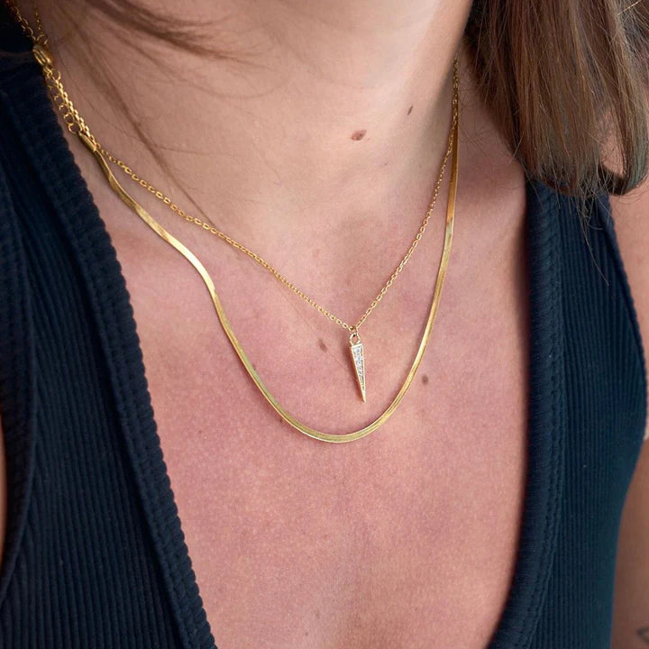 Micro Gold Herringbone Necklace