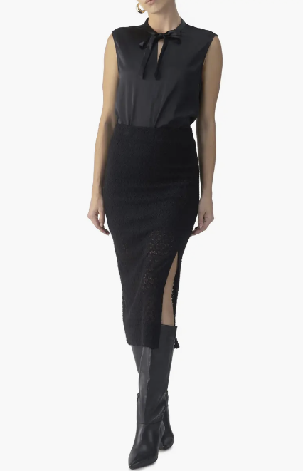 Stretch Lace Midi Skirt