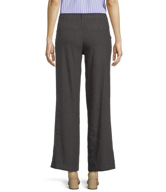 Meg Linen Blend Wide Leg Pants - Charcoal