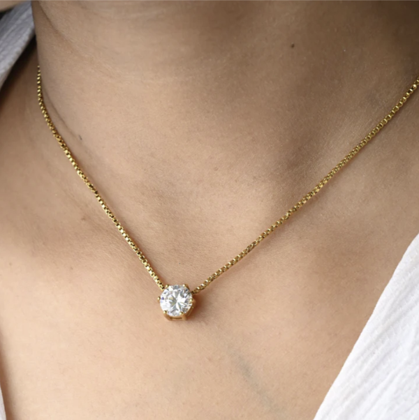 18K Gold-Filled Diamond Pendant Necklace