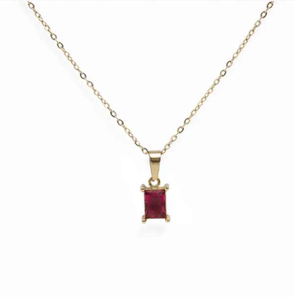 18K Gold-Filled Baguette Pendant Necklace