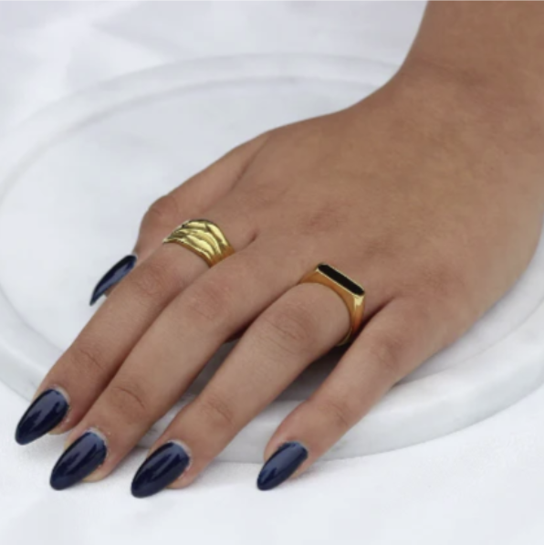 18K Gold-Filled Hammered Cuff Ring