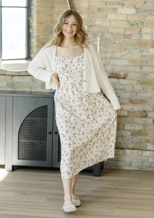 Bouquet Sweetheart Midi Dress