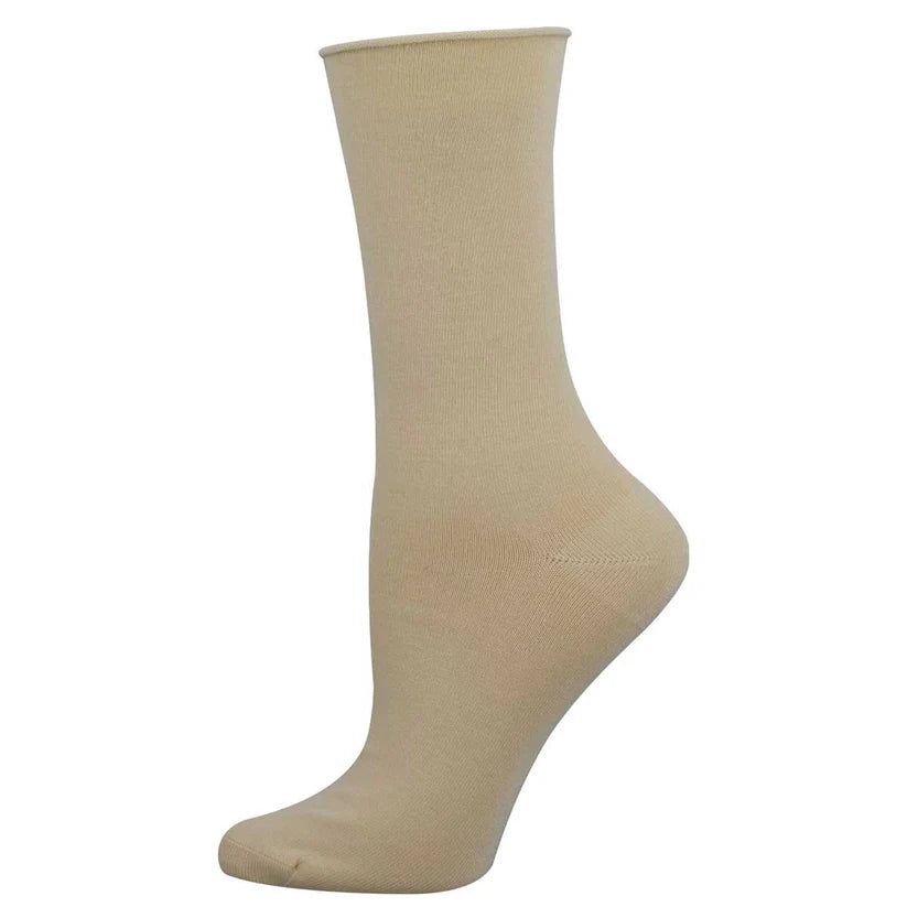 Bamboo Solid Color Roll Top Women's Socks