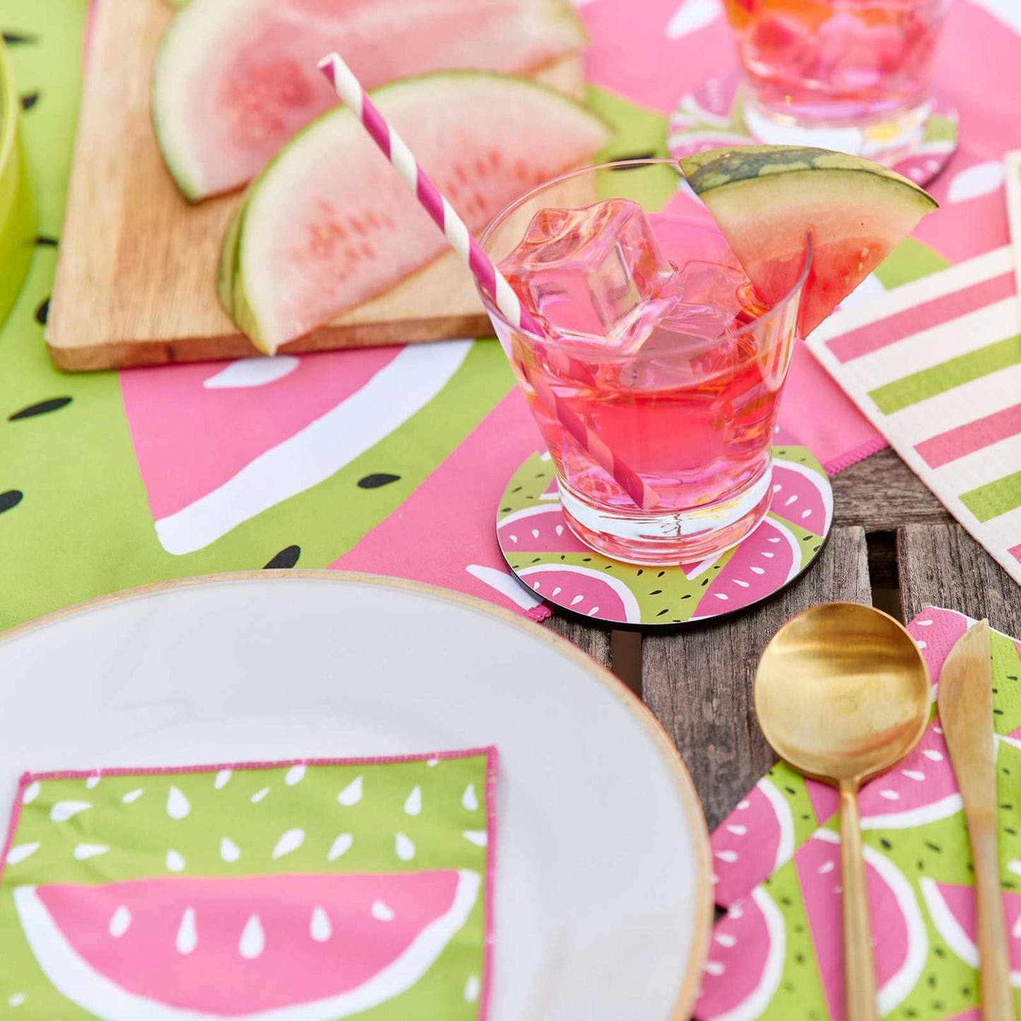 WATERMELON PARTY Round Coasters, set of 4