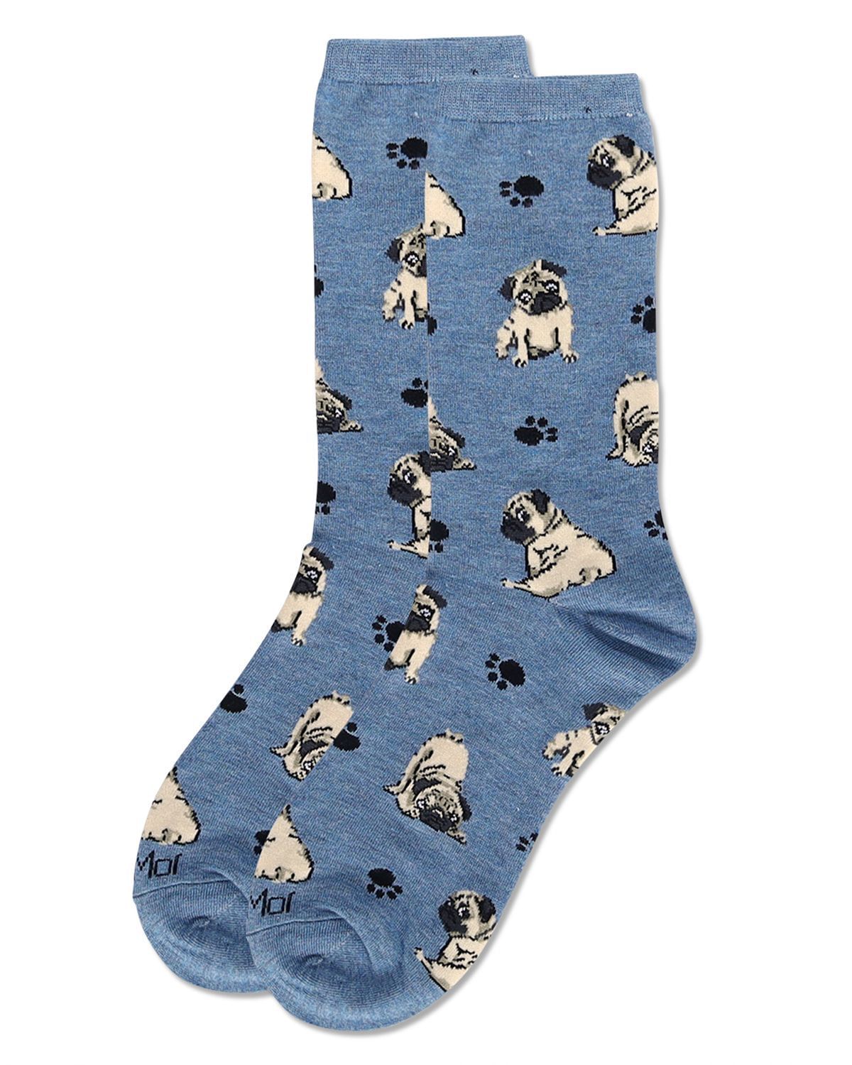 Women's Pugs Bamboo Crew Socks