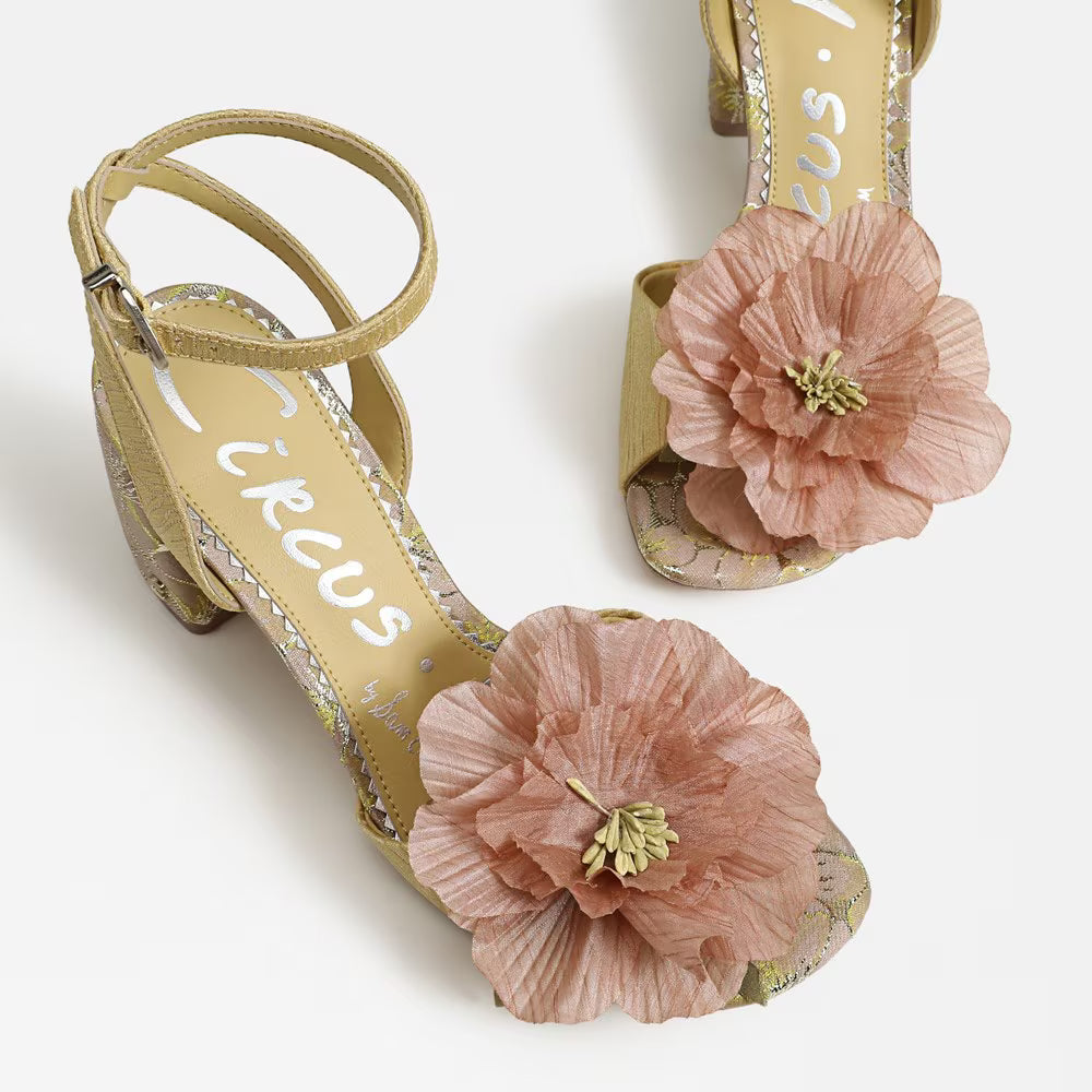 Aria Flower Block Heel Sandal