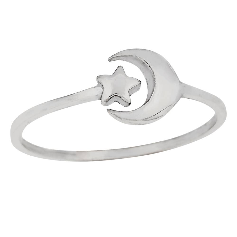 Star Hugger Sterling Silver Band Ring: 5