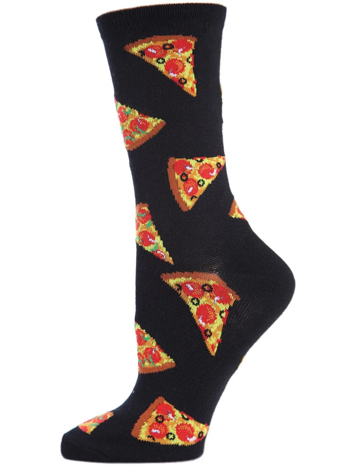 Women's Pizza Slice Bamboo Blend Crew Socks