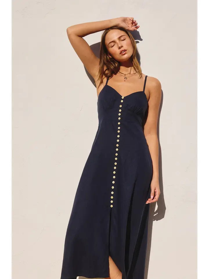 Heaven Sent Button Front Midi Dress