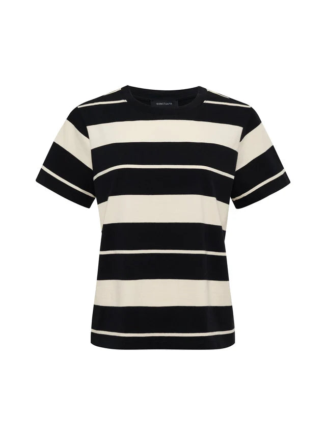 Timeless Tee - Vanilla Creme/Black Stripe