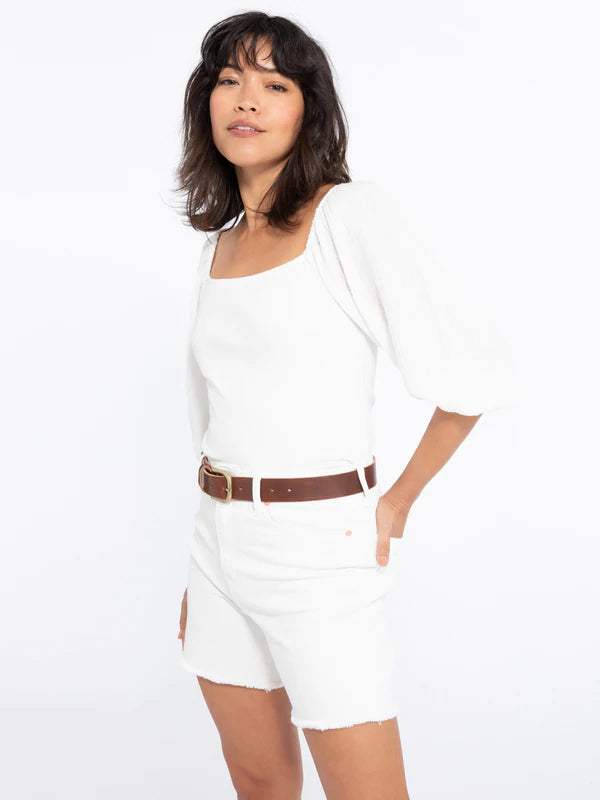 Remix Volume Sleeve Top White