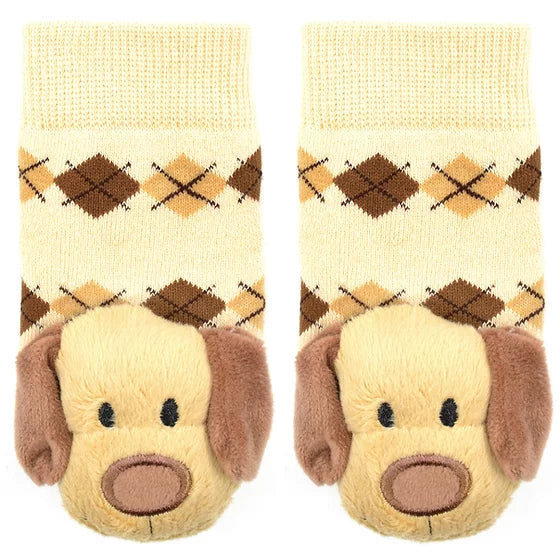 Brown Dog Boogie Toes Rattle Toddler Socks
