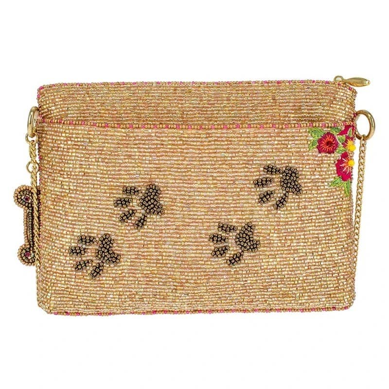 Doxie Beaded Dog and Floral Crossbody Mini Handbag
