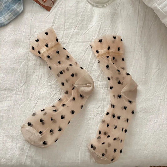 Rufia - Cute Heart Pattern Summer Mid-Calf Socks