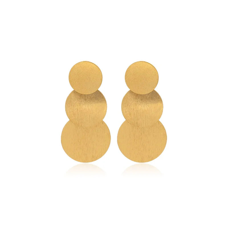 Gold Disc Cascade Drop Earrings