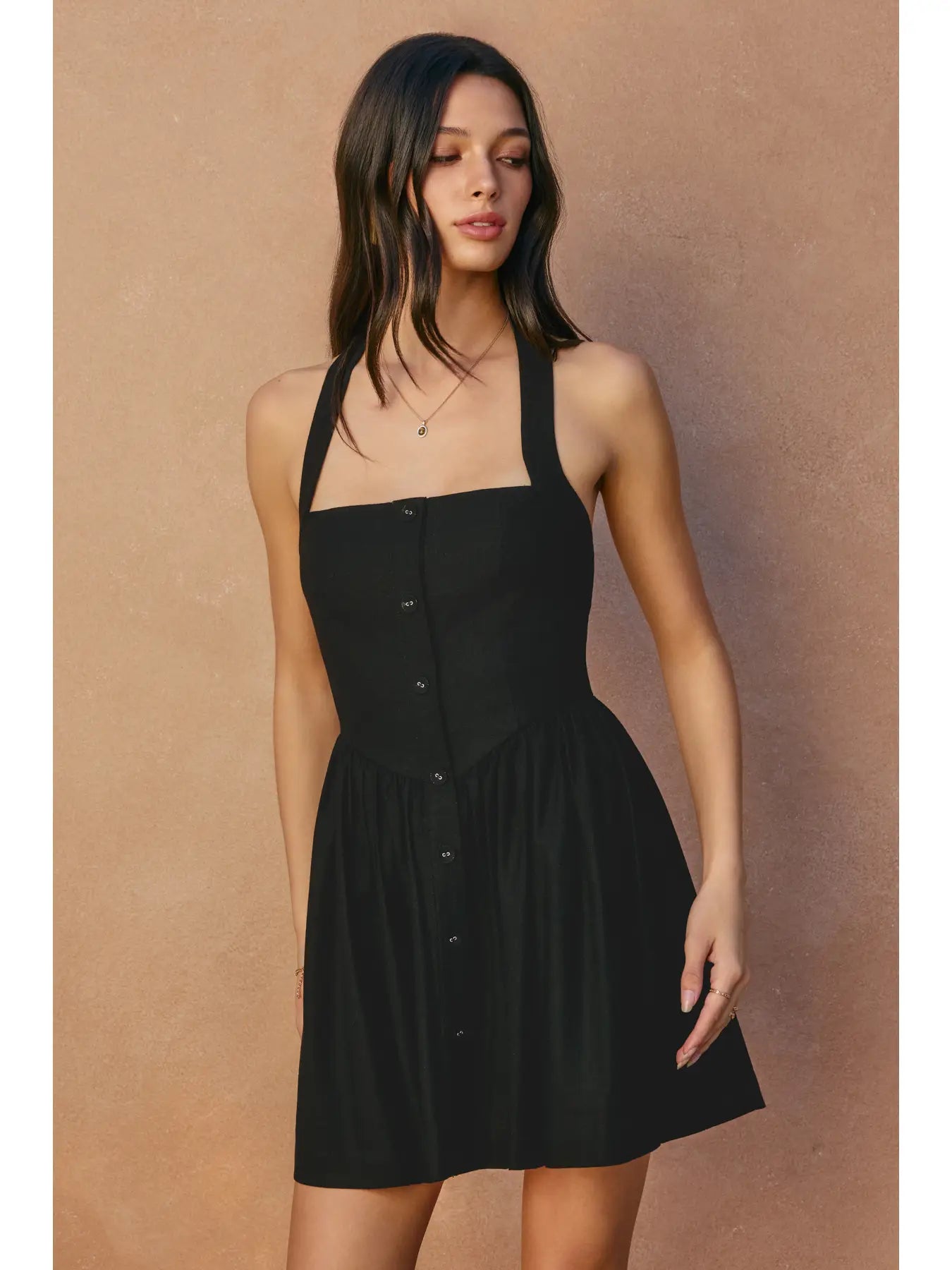 Heaven Sent Fit and Flare Halter Mini Dress