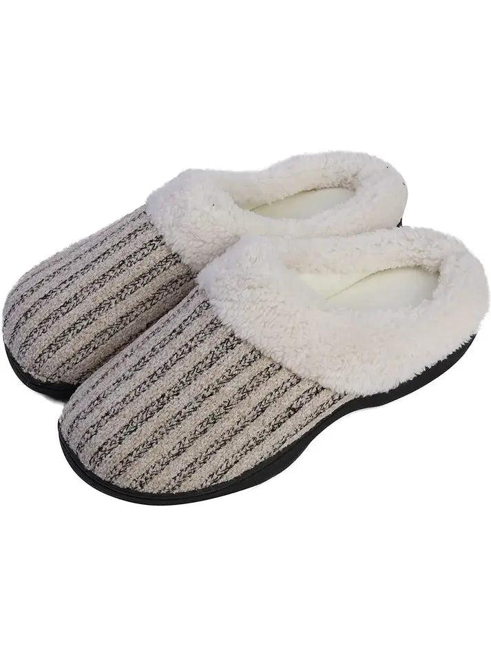 Roxoni Women’S House Slippers Knit Fleece Lined Cozy Clog Ho