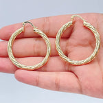 Load image into Gallery viewer, 18k Gold Filled Hollow Italian Twist 5mm Thick Hoop Earrings, Gold Shiny Twisted
