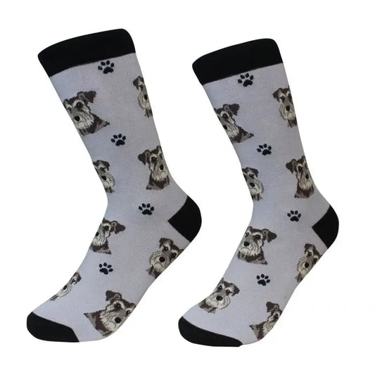 Schnauzer Socks - Unisex - Fun Novelty Crew Dog Socks