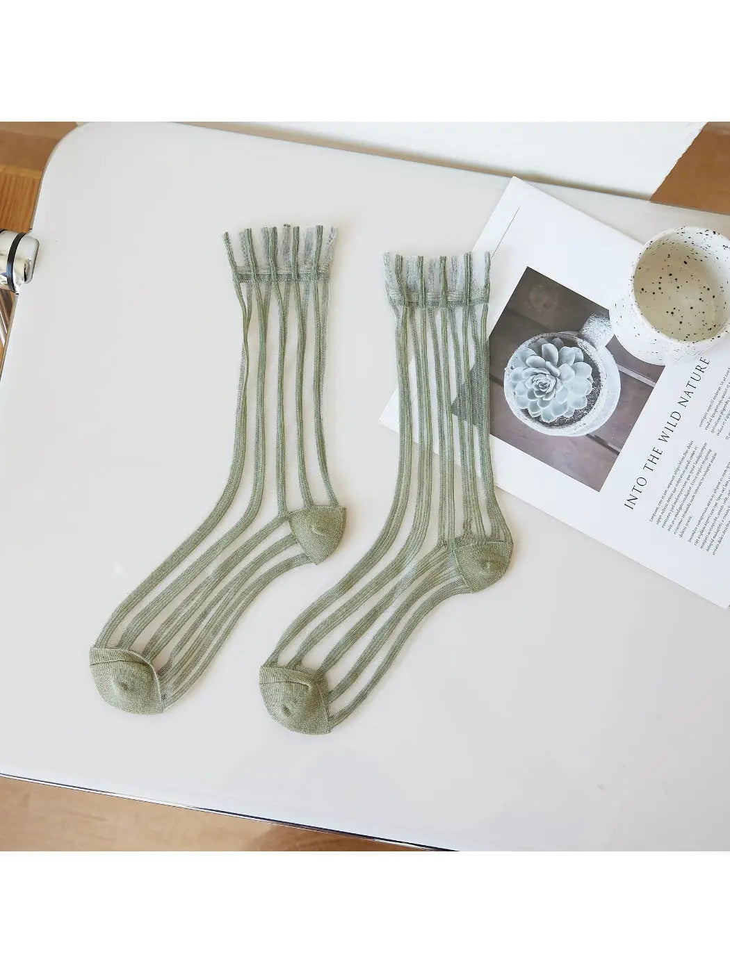 Rufia - Sheer Stripe Panel Crew Socks